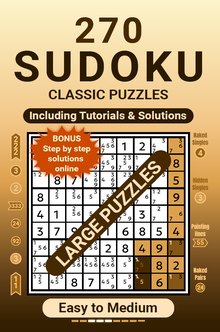 270 Large Size Sudoku Classic Puzzles, Easy to Medium